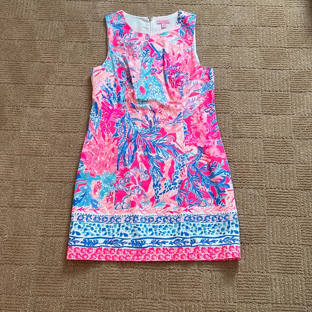 Lilly Pulitzer Pink and Blue Coral Shift Dress
